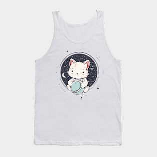 Cute Kitty Bear in Space Tank Top